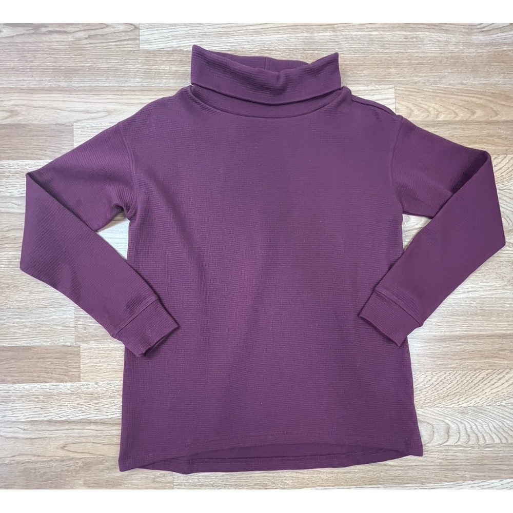 Lands' End Heavyweight Waffle Weave Turtleneck Women's Size Small Burgundy NEW